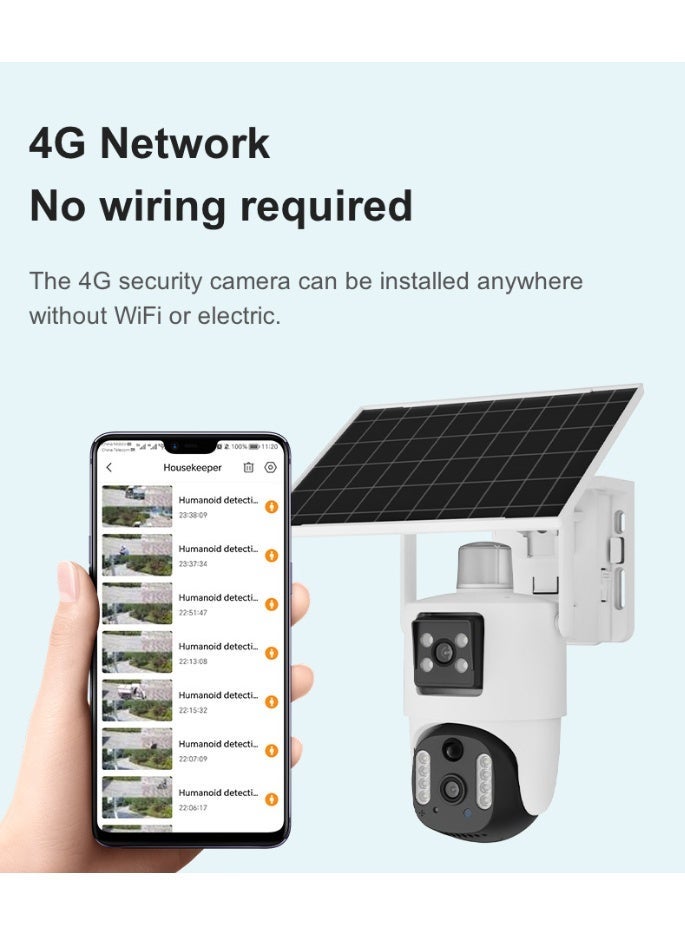 v380 كاميرا PTZ مزدوجة العدسة 4G بالطاقة الشمسية مع طاقة لمدة 365 يوم، كشف PIR للإنسان وإنذار، كاميرا أمان خارجية لاسلكية للمزارع والشوارع والمناطق النائية، مقاومة للعوامل الجوية IP65 - Image 3